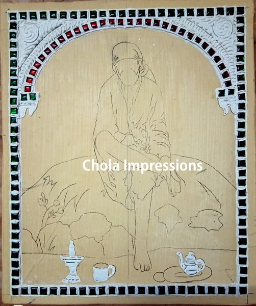 Sai Baba Ready made Embossed Tanjore Muck Board Sai Baba Ready made Embossed Tanjore Muck Board